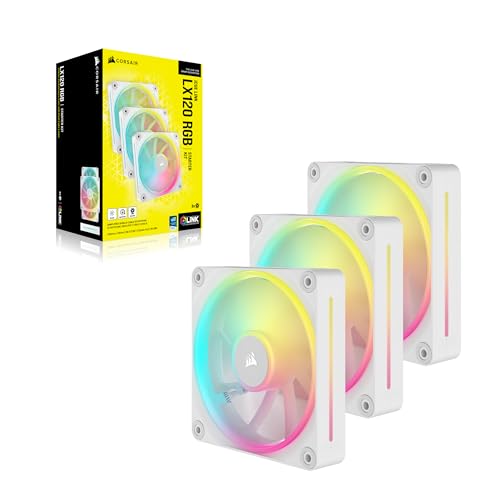 CORSAIR iCUE LINK LX120 RGB 120mm PWM Fans Triple Pack – Dual Light Loops – Includes iCUE LINK System Hub – CORSAIR AirGuide Technology – White - image 8