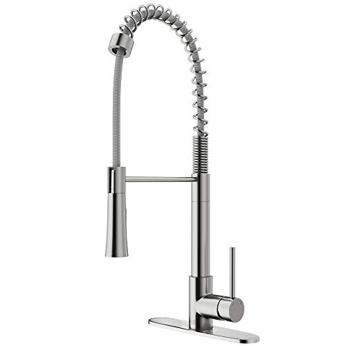 VIGO VG02032STK1 22  H Laurelton Single-Handle with Pull-Down Sprayer Kitchen Faucet with Deck Plate in Stainless Steel
