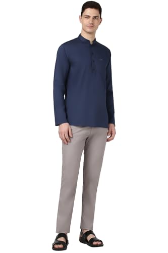 Image of Peter England Men Cotton Regular Fit Everyday Festive Solid Short Kurta