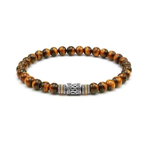 Pulsera para hombre con ojo de tigre y cuentas de plata miniatura 1