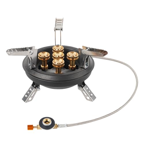 Duroecsain Estufa Portátil para Camping - Cocina Plegable Para Senderismo 16000W,5 Quemadores Equipo De Cocina Para Aire Libre Senderismo Acampada Barbacoa