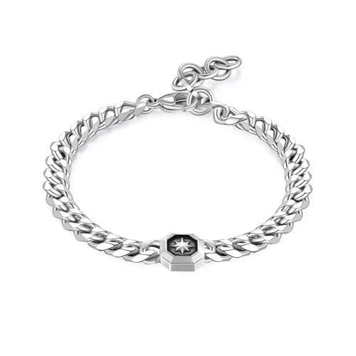 S'Agapõ Bracciale Uomo in Acciaio con Simbolo Rosa dei Venti | Collezione Castle - SCA12