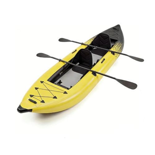 GOPLUS Kayak Inflable para 2 Personas – Portátil, Resistente y con Accesorios Completos – 381 cm, Soporta 230 kg (Amarillo)