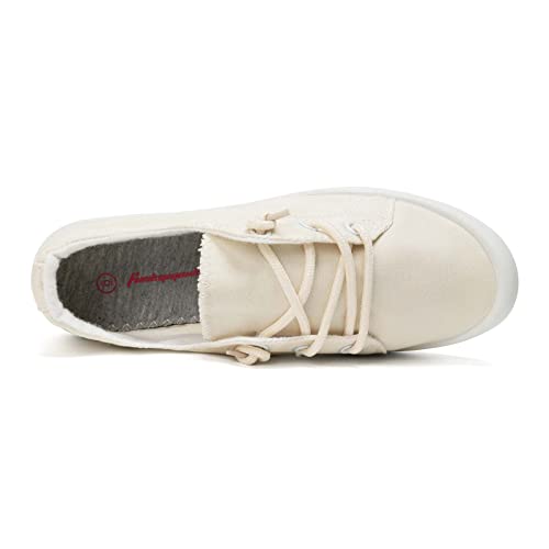 Image of FUNKYMONKEY Slip-On Canvas Sneakers for Women, Comfortable Lightweight Lace-Up Flat Casual Tennis Shoes Breathable Walking Shoes for Everyday Wear