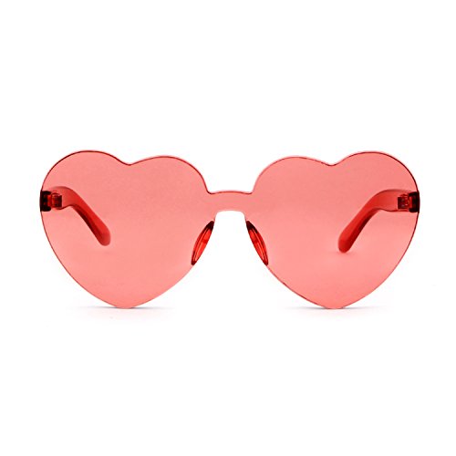 GIFIORE Heart Sunglasses for Women Cute Rimless Heart Shaped Sun Glasses Candy Color Shades