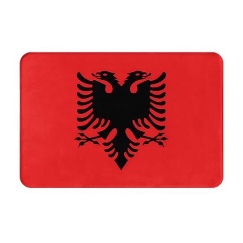 BOAIHH Tapis de sol antidérapant avec drapeau albanais - Décoration d'intérieur élégante - Convient pour la cuisine, la salle de bain et la buanderie