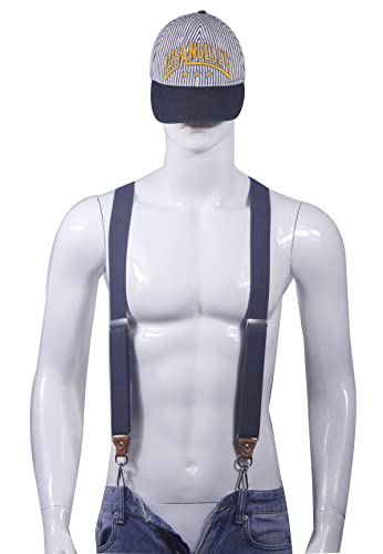 Image of Mens Suspenders with 3 Swivel Hooks Belt Loops 1.4 Inch Wide Heavy Duty Adjustable Braces