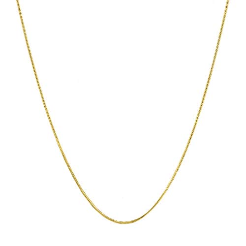 Verona Jewelers Sterling Silver 1MM- 2.5MM Italian Solid Round Snake Chain Necklace-Sterling Silver Gold Chain for Pendants, Magic Flexible Snake Chain, Gold Over Sterling Silver Necklace