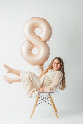 Image of Light Brown 4 Balloon, Tan Number Balloons 40 Inch, 4th Beige Party Decorations, Sandy Brown Four Large Numbers for Party Decor, Khaki Number 4 Balloon
