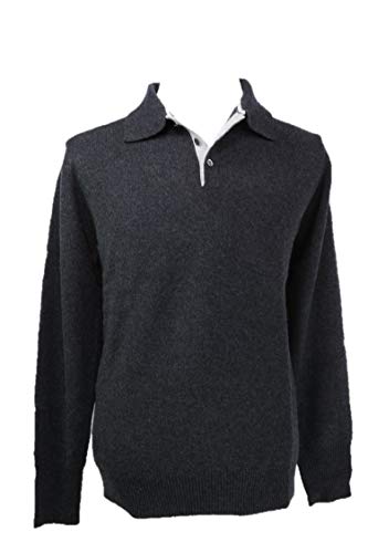 Shephe 4 Ply Men's Polo Cashmere Sweater with 3-Button Bi-Color Collar