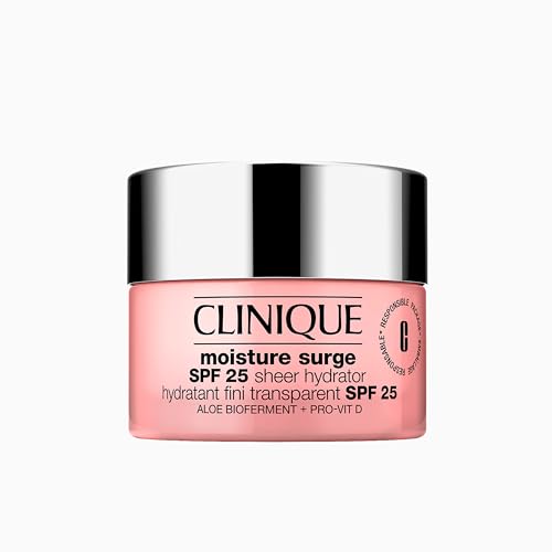 Clinique Moisture Surge SPF 25 Sheer Hydrator Face Moisturiser | Idratante con acido ialuronico, biofermento di aloe vera e provitamina D, 50 ml