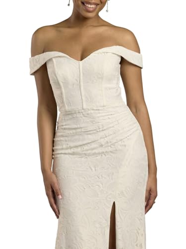 David's Bridal Corset Bodice Lace Off-The-Shoulder Wedding Dress2
