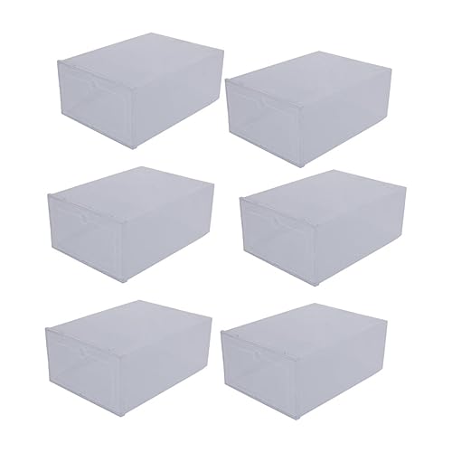 OUNONA 6Pcs Transparent Clamshell Shoes Box Organizer Capacity Storage Case for Easy Viewing and Design for Simple Shoe Storage