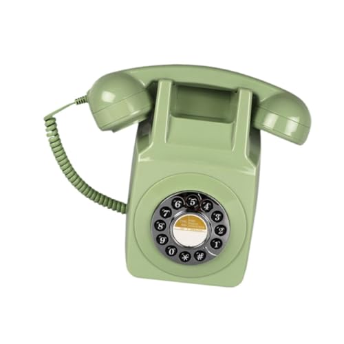 Teléfono antiguo de pared verde con cable para evitar interferencias y ruidos 6