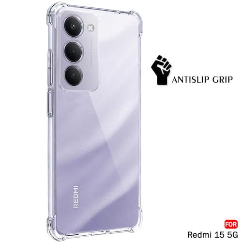 Image of TheGiftKart Crystal Clear Back Cover Case for Mi Redmi 15 5G | Shockproof Soft TPU Case | Cushioned Edges for Ultimate Protection Back Cover Case (TPU, Transparent)
