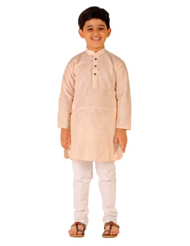 Image of Pro-Ethic Style Developer Boy's Cotton Self Design Kurta Pyjama For Kids Ethnic Wear For Wedding & Function (S-186)