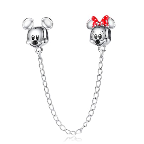 Cartoon Animals Charm for 925 Sterling Silver for Women's Bracelets & Necklaces Mouse safety chain Mouse Positioning Buckle Dangle Pendant for Christmas Day Mother's Day Jewelry