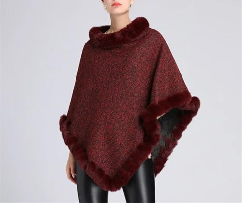 Women's Thick Warm Faux Rabbit Poncho Cape Winter Loose Pullover Coat Fashionable Autumn Cloak Wrap4