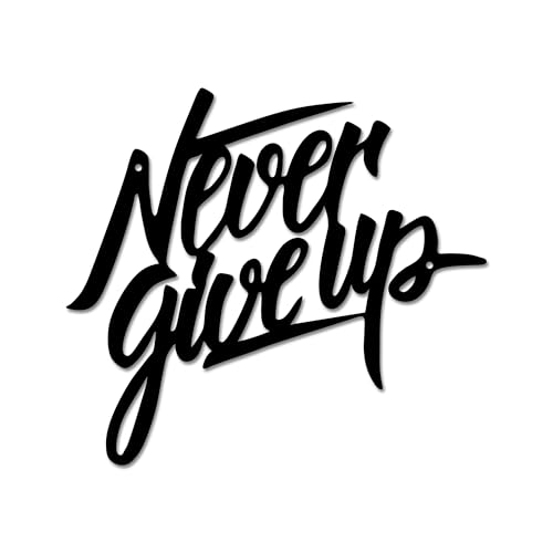 Aimery Never Give Up！Motivational Wall Decor,Home Gym Decor-Metal Never Give Up Wall Decor Quote...