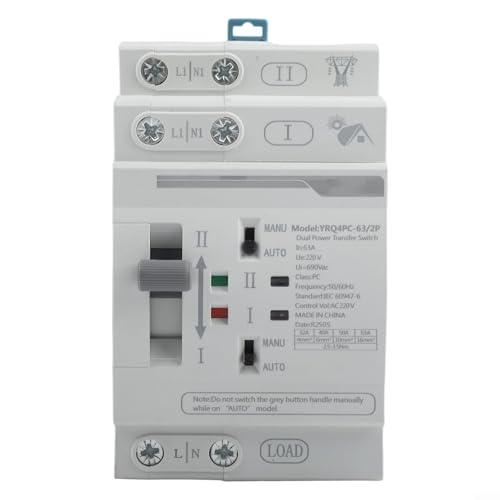 Commutateur de transfert 2P 63A AC220V inverseur source rail DIN secours - 2