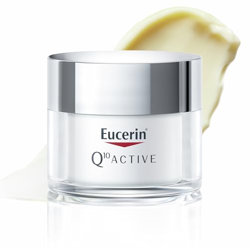 Eucerin Q10 ACTIVE Crema Giorno Pelle Secca 50 ml, Crema viso antirughe e idratante, Formula arricchita con Coenzima Q10, Vitamina C & E e Biotina per pelle secca e sensibile