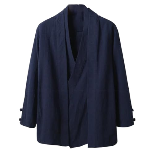LIXINGHEITANG Chinese Style Men Linen Hanfu Tea Kung Fu Shirts Japanese Kimono Jackets Coats Robe Oriental Clothing