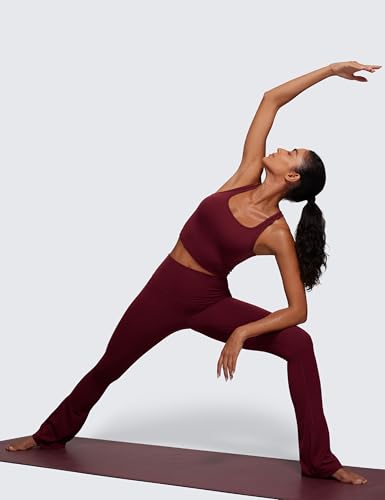 Image of CRZ YOGA Butterluxe Racerback Crop Tank Tops | Light Support, Removable Pads, Yoga, Extremely Soft, Scoop Neck, Longline Sports Bras for Women