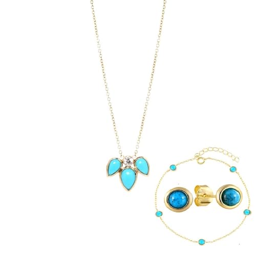 Conjunto de joyería hecho a mano con acabados premium de plata 925 y detalles de turquesa