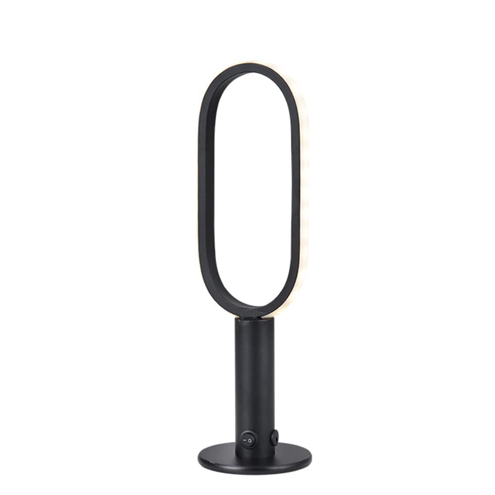 Accesorios de lámpara de mesa Lámpara de escritorio de metal en forma de O LED Protección para los ojos Barras recargables Lámpara de escritorio inalámbrica portátil negra