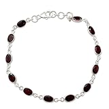 NOVICA Artisan Handmade Garnet Tennis Bracelet .925 Sterling Silver India Red Link Style Birthstone 'Romantic Red'
