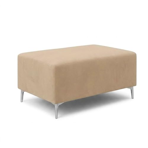 Image of FURNY Regan 4 Seater L Shape Sofa Set with Movable Ottoman | Flexible Left or Right Layout | Plush Velvet Fabric (Beige) | Perfect for Living Room, Guest Room & Office