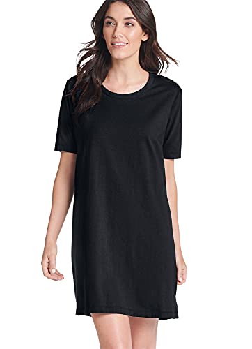Jockey Women's Sleepwear Everyday Essentials 100% Cotton Short Sleeve Sleepshirt, Black, XL