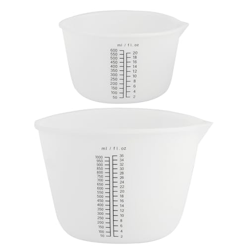 2 Stück 1000ML/600ML Silikon Messbecher Epoxidharz Messbecher für Gießpulver, Mischbecher EpoxidharzSilikonbecher zum Gießen, Silikonmessbecher für Epoxidharz DIY Gießformen Basteln Labor