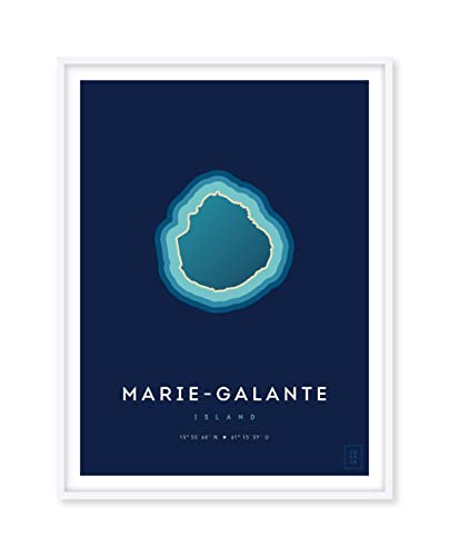 Affiche de l'île de Marie-Galante 50 x 70 cm cadeau pour voyageur