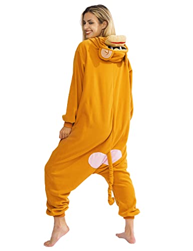 Xiguaguo Adult Cartoon Monkey Onesie Costume Animal Cosplay Homewear Sleepwear Jumpsuit For Men Women Girls Boys Teens Brown #TOP5