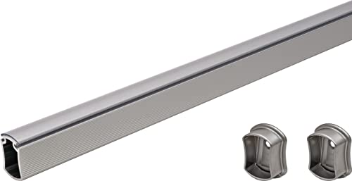 TAG Hardware Premium Wardrobe Closet Rod Concave Shape with End Supports and Protective Cap (30 INCH LONG, Matt Aluminum)