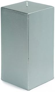 Zest Candle CPZ-149-12 3 x 6 in. Metallic Silver Square Pillar Candle -12pcs-Case - Bulk