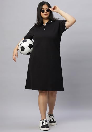 Image of Wear Your Opinion Women's Plus Size Soft PQ Polo Collar Neck Tipped Tshirt Dress