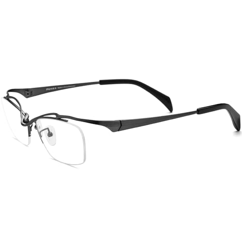Image of FONEX Pure Titanium Glasses Frame Men Semi Rimless Square Eyeglasses Eyewear DTX416