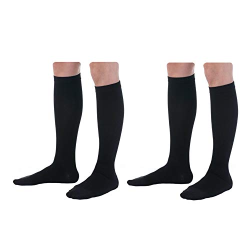 HealthyNees 2 Pairs Combo 10-15 mmHg Compression Travel Energy Circulation Anti-Fatigue Recovery Socks (L XL, Black)