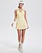 Two Piece Tennis Skirt Set for Women Racerback Color Block High Waisted Pleated Golf Outfits Beige