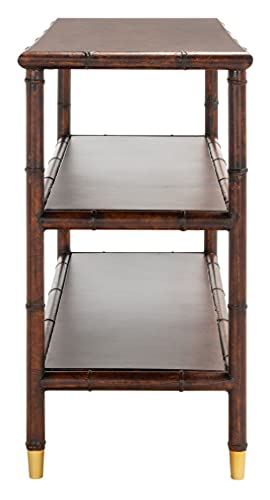 SAFAVIEH Home Collection Tudor Dark Brown/Gold 3-Shelf Console Table (Fully...