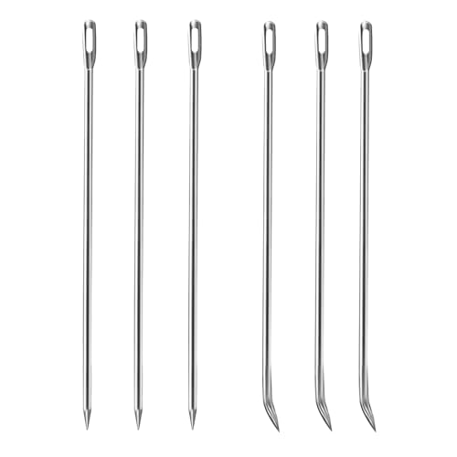 ofargo meat trussing needles roasting trussing needles for lacing roast turkey chicken pork skin whole hog lamb and rotisserie pig 3pcs curved needles and 3pcs straight needles 6pcs in all