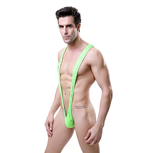 VemeFufu Tanga Borat Manquíni para homem sexy String fato de banho para Natal Halloween Pai Natal, verde, Tamanho único