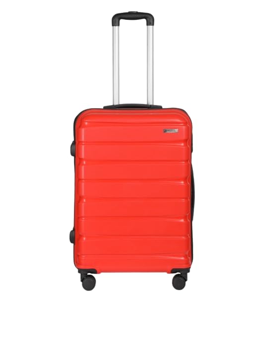 Image of Teakwood Medium Cabin Size 8 Wheels Trolley Bag, Hard Cabin with Zipper Closure, Adjustable Push Button & Cross Side Strap, TSA Lock System 360 Degree (Medium, Red)