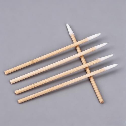 Image of RIKWOG 600pcs Pointed Cotton Swabs, 7cm /2.75in Precision Microblading Cotton Swab Cotton Sticks Applicator for Eyebrow Tattoo Beauty Make-up Nail Clean, Wood Handle Pointed Tip Head