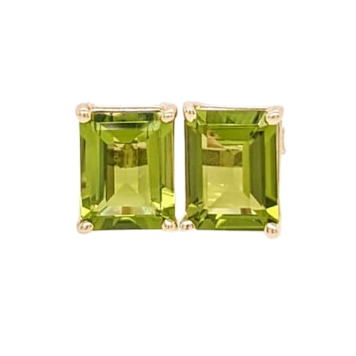 Puces d'oreilles en péridot naturel rectangulaire pour femme LK_VSTD_0070