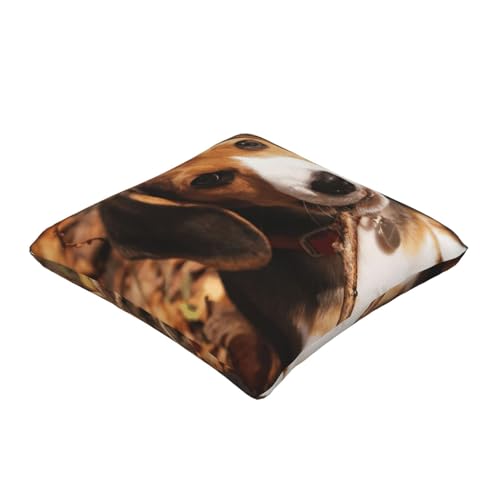 Housse de coussin imprimé beagle mignon en toile imitation lin - 3