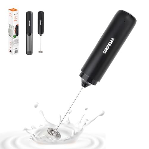 GRIFEMA Mousseur à Lait électrique, Rechargeable Milk Frother, 13 000 tr/min, Mini Fouet...