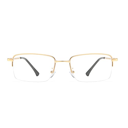 Image of LJCZKA Half Rimless Blue Light Blocking Glasses Women Men Fresh Rectangle Computer Business Glasses